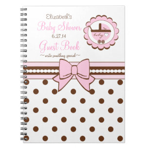 Rosa und Brown-Baby Duschen-Gast-Buch Notizblock