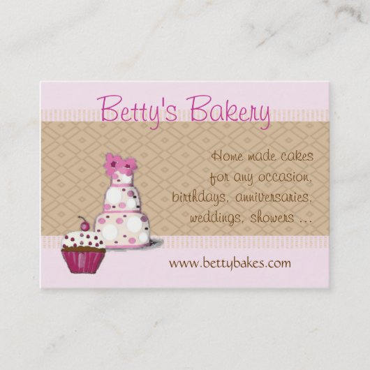 Rosa und Brown-Bäckerei-Visitenkarte Visitenkarte (Vorderseite)