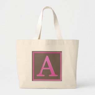 Rosa und Brown beschriften ein Monogramm Jumbo Stoffbeutel