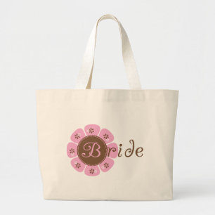 Rosa und Brown-Blumen-Braut-T-Shirts und Geschenke Jumbo Stoffbeutel