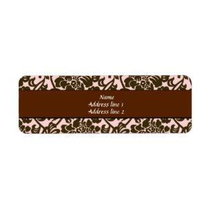 Rosa und Brown-Damast-Adressen-Etiketten