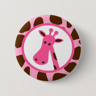 Rosa und Brown-Giraffen-Stellen und Giraffen-Kopf Button