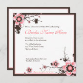 Rosa-und Brown-Kirschblüten-Duschen-Einladung Einladung (Vorne/Hinten)
