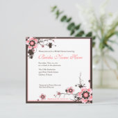 Rosa-und Brown-Kirschblüten-Duschen-Einladung Einladung (Stehend Vorderseite)