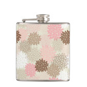 Rosa-und Brown-Mama-Muster Flachmann (Vorderseite)