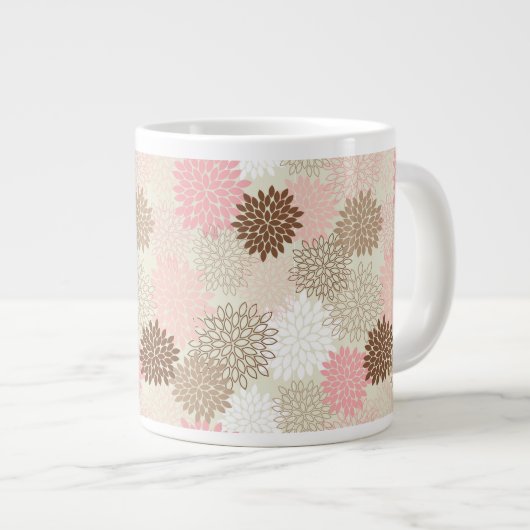 Rosa-und Brown-Mama-Muster Jumbo-Tasse (Vorderseite Rechts)