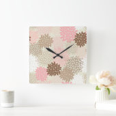 Rosa-und Brown-Mama-Muster Quadratische Wanduhr (Zuhause)
