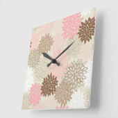 Rosa-und Brown-Mama-Muster Quadratische Wanduhr (Winkel)