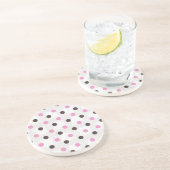 Rosa und Brown-Polka-Punkt-Untersetzer Sandstein Untersetzer (Seite)