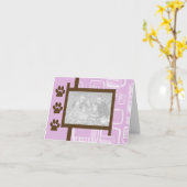 Rosa-und Brown-Tatzen-Druck-Gruß-Karten Karte (Gelbe Blume)