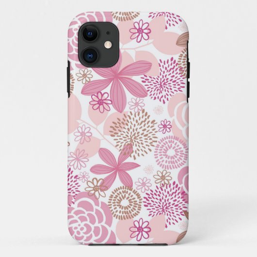 Rosa und Brownblumenmuster Case-Mate iPhone Hülle (Rückseite)
