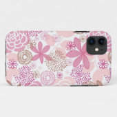 Rosa und Brownblumenmuster Case-Mate iPhone Hülle (Rückseite (Horizontal))