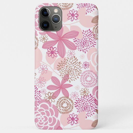 Rosa und Brownblumenmuster Case-Mate iPhone Hülle (Rückseite)
