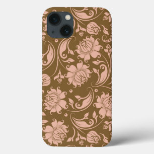 Rosa und Brownblumenmuster Case-Mate iPhone Hülle