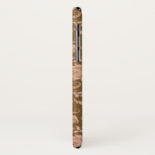 Rosa und Brownblumenmuster Case-Mate iPhone Hülle (Hinten/Links)