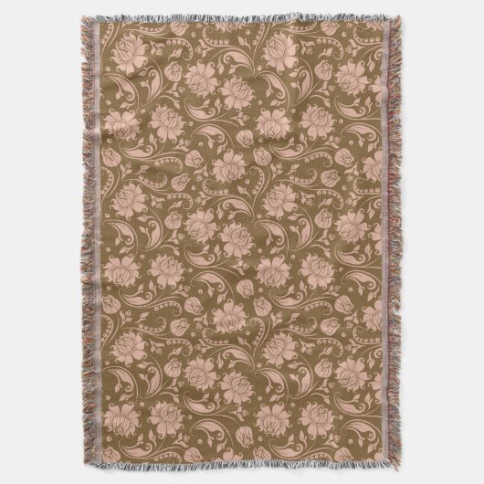Rosa und Brownblumenmuster Decke (Vorderseite Vertikal)