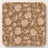 Rosa und Brownblumenmuster Getränkeuntersetzer (Vorderseite)