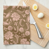 Rosa und Brownblumenmuster Handtuch (Viertel Falte)