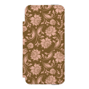 Rosa und Brownblumenmuster Incipio Watson™ iPhone 5 Geldbörsen Hülle