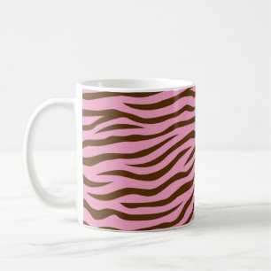 Rosa und Brownzebra-Streifen-Tierdruck Kaffeetasse