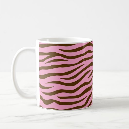 Rosa und Brownzebra-Streifen-Tierdruck Kaffeetasse (Links)