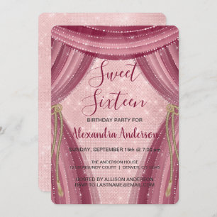 Rosa und Burgund 16 . Geburtstag Geburtstag Einladung