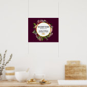 Rosa und Burgund Florals Hochzeitsempfang Poster (Küche)