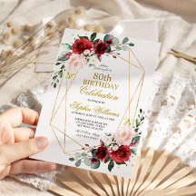 Rosa und Burgund Rose 80 Geburtstag