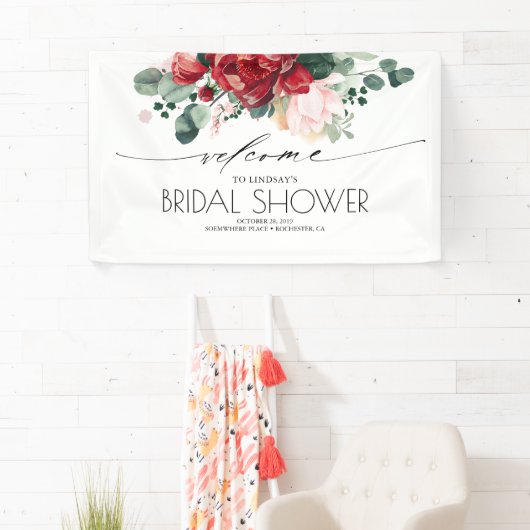 Rosa und Burgund Rotes Brautparty Banner (Insitu)