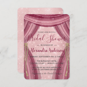 Rosa und Burgund Sparkle Brautparty Einladung