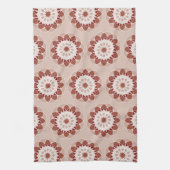 Rosa und Burgunder Blumen-Mandala-Muster Geschirrtuch (Vertikal)