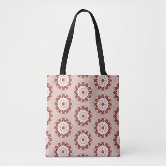Rosa und Burgunder Blumen-Mandala-Muster Tasche (Vorderseite)