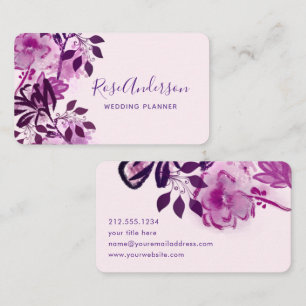 Rosa und Burgunder Blumen-Typografie Visitenkarte