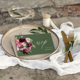 Rosa und Burgunderrot Floral 7 w Essen RSVP - Grün Karte