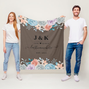 Rosa und Burgunderrot-Schimmer Custom-Monogramm Fleecedecke