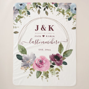 Rosa und Burgunderrot-Schimmer Custom Monogramm Sherpadecke