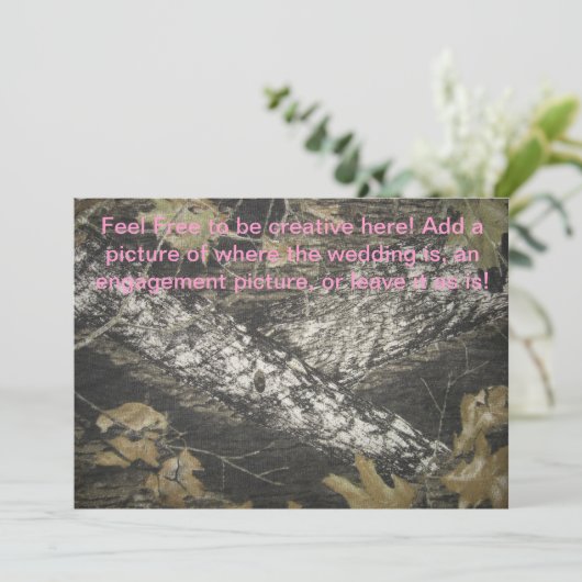 Rosa und Camouflage Einladung (Stehend Vorderseite)