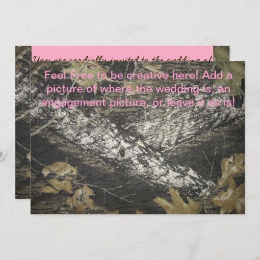 Rosa und Camouflage Einladung (Vorne/Hinten)