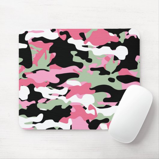 Rosa und Celadon Grüne Camouflage Mousepad (Mit Mouse)