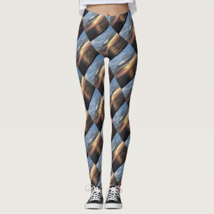 Rosa und Cerulean Blauer künstlerischer Sonnenaufg Leggings