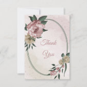 Rosa und Champagner Blume, grüne Blätter Dankeskarte (Vorderseite)