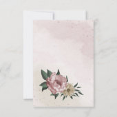 Rosa und Champagner Blume, grüne Blätter Dankeskarte (Rückseite)