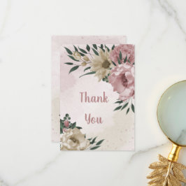 Rosa und Champagner Blume, grüne Blätter Dankeskarte