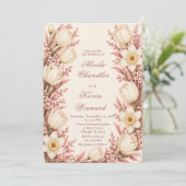 Rosa- und Champagner-Hochzeit Einladung (Stehend Vorderseite)