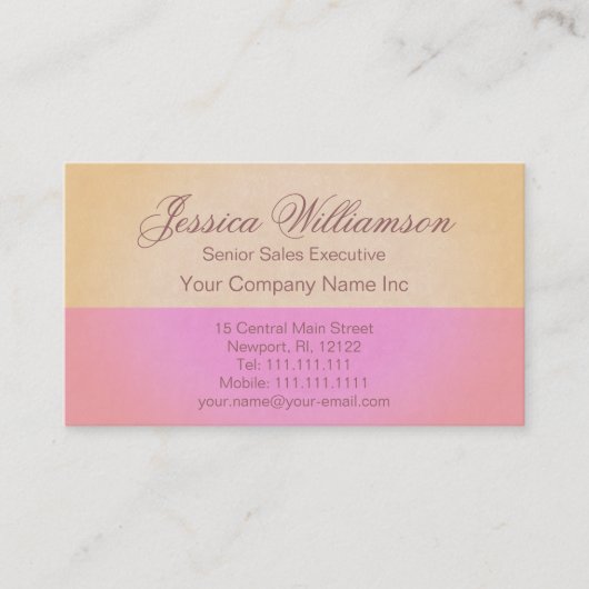 Rosa und Chic Goldeleganter zeitgenössischer Dame Visitenkarte (Vorderseite)