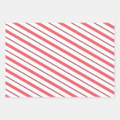 Rosa und Cranberry gestreift Weihnachtsverpackung Geschenkpapier Set (Vorderseite 3)