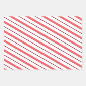 Rosa und Cranberry gestreift Weihnachtsverpackung Geschenkpapier Set (Vorderseite 2)