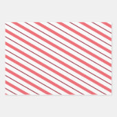 Rosa und Cranberry gestreift Weihnachtsverpackung Geschenkpapier Set (Vorderseite)