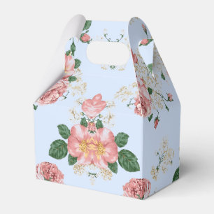 Rosa und Creme auf blauem Vintagen Blütenboden    Geschenkschachtel
