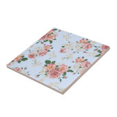 Rosa und Creme auf Vintag blauer Blüte    Fliese (Seite)